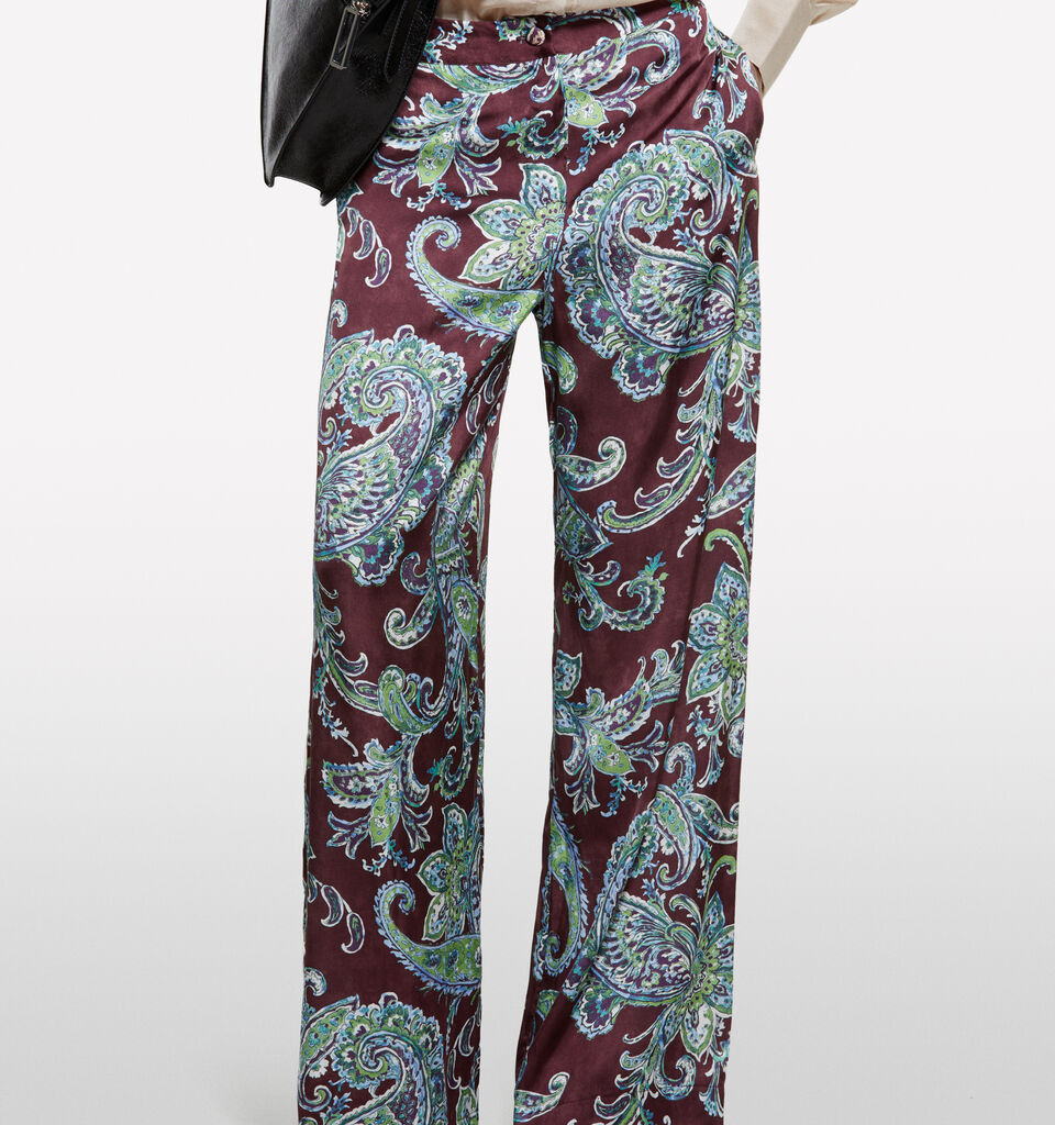 Relaxed fit paisley pattern trousers - women's palazzo trousers - Multi-color | Sisley image number 3